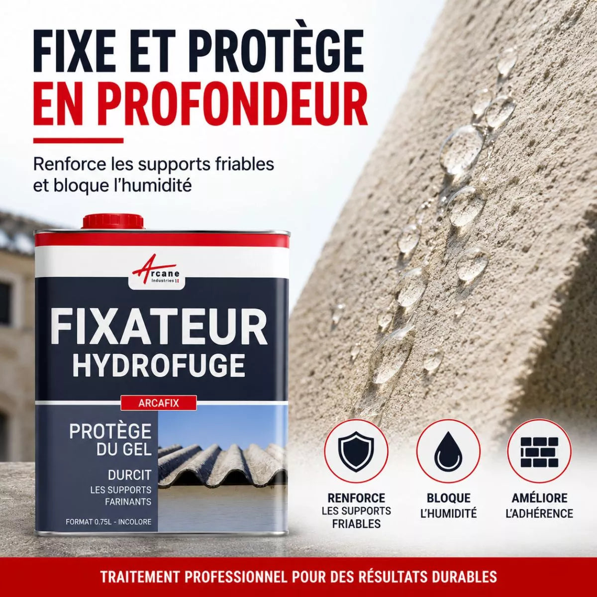 Fixateur hydrofuge support friable anti poussière: ARCAFIX